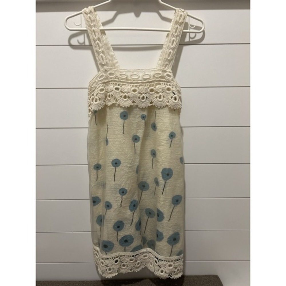 Hot&Delicious Ivory Dress Sm Sheer Crochet Straps Scallop Hem Boho Femme Lace
